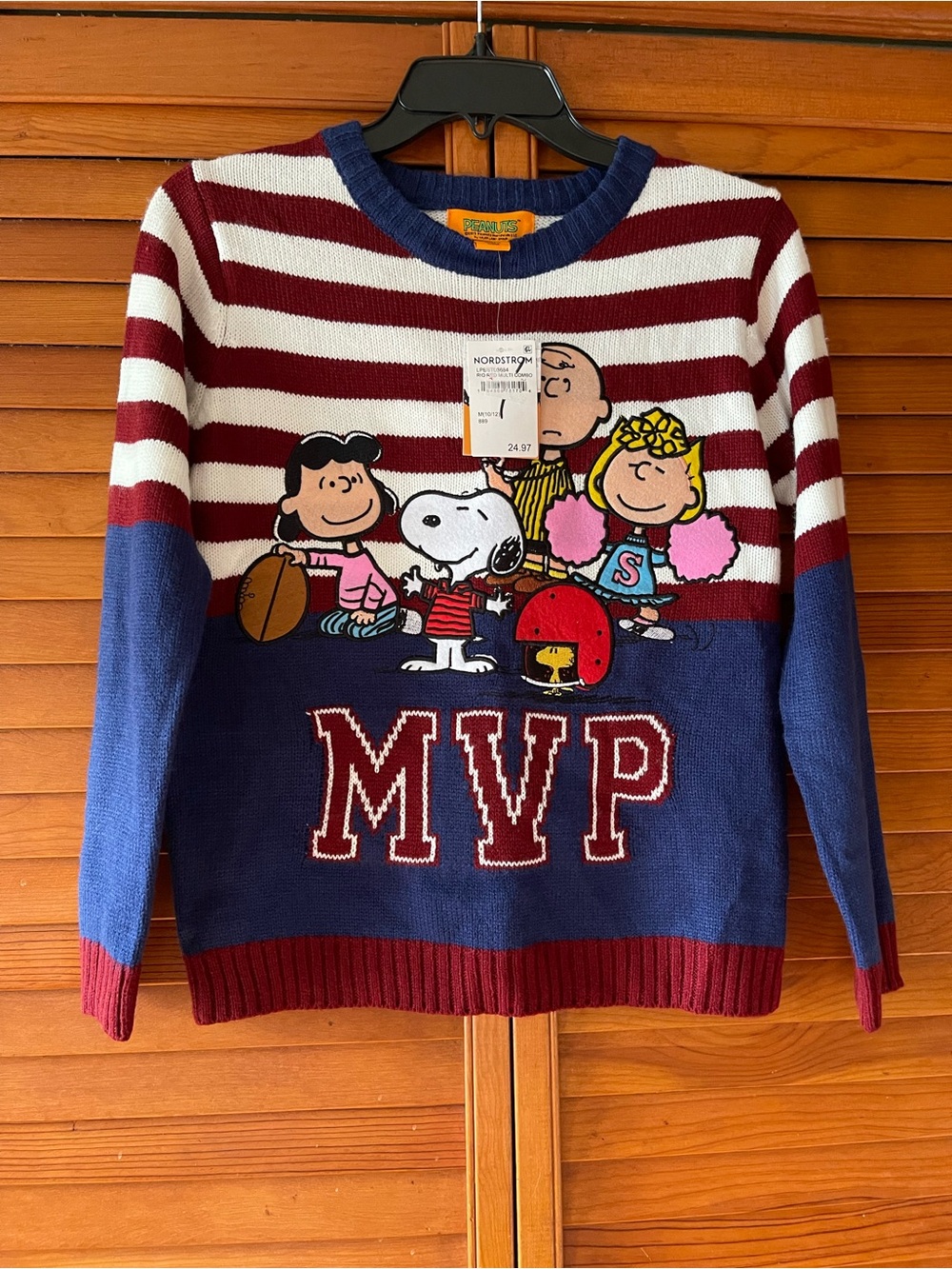 Peanuts Football MVP Knit Sweater. Size M Kid